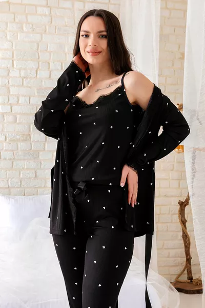 طقم بيجامة نسائية بيغاسوس مفصل من الدانتيل مع ثوب خلع الملابس - بدلة المهر - نطاق واسع الحجم