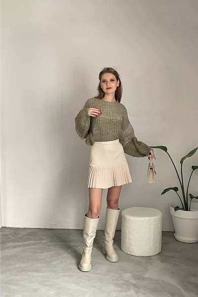 Liza Plisseerock Beige