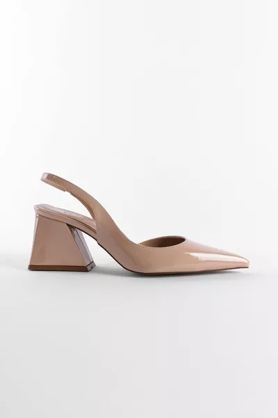 Chaussures à talon pointu en cuir verni à talon court pour femmes