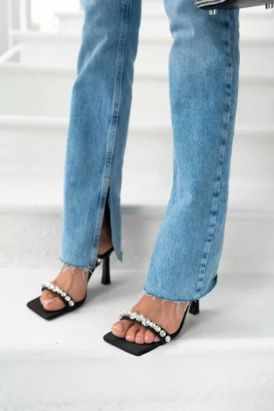 Branko Women's Black Stone Detail Heels