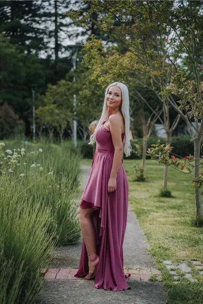 Onion One Shoulder Thin Satin Evening Dresses