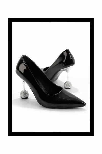 أسود براءات الاختراع الجلود المرأة مساء اللباس الأحذية 