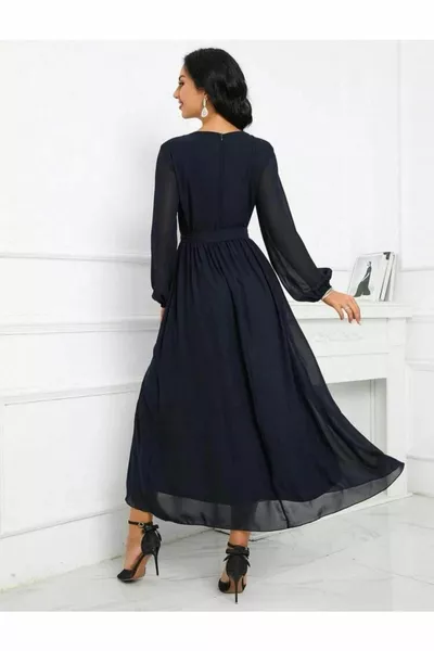 Langärmeliges Midikleid aus Chiffon