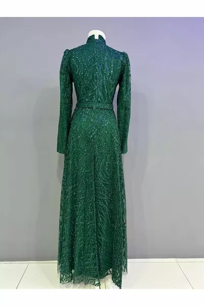 Smaragdgroene avondjurken