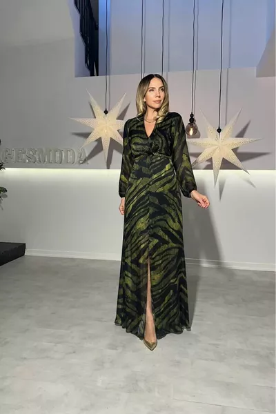  Abito Maxi Design Verde