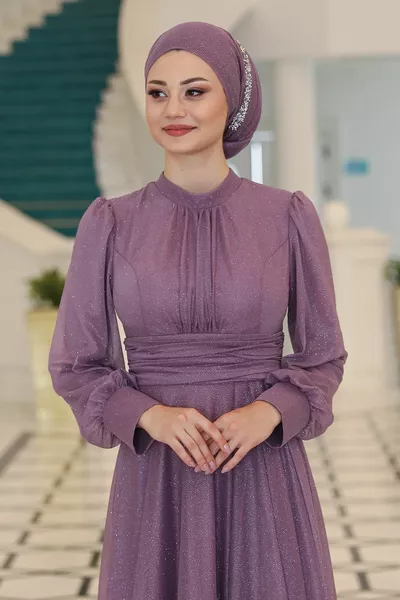Hijab avondjurk, Kubra avondjurk, lavendel 