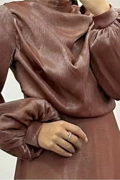 المرأة الوردي (روز) بالون الأكمام مساء اللباس T 