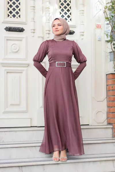 Дженифър балон колан тюл вечерна рокля норка