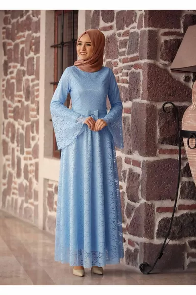 Wide Sleeve Lace Evening Dress T 