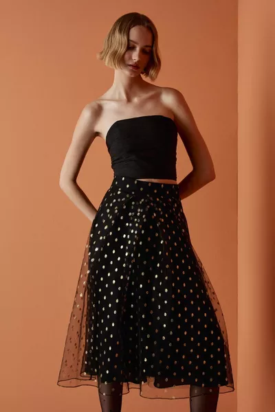 Pilikache Midi Length Organza Skirt