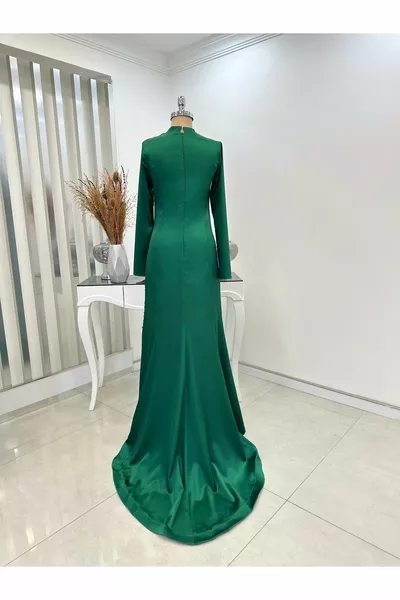 Морская атласная аппликация с изумрудными рыбками Вечерние платья