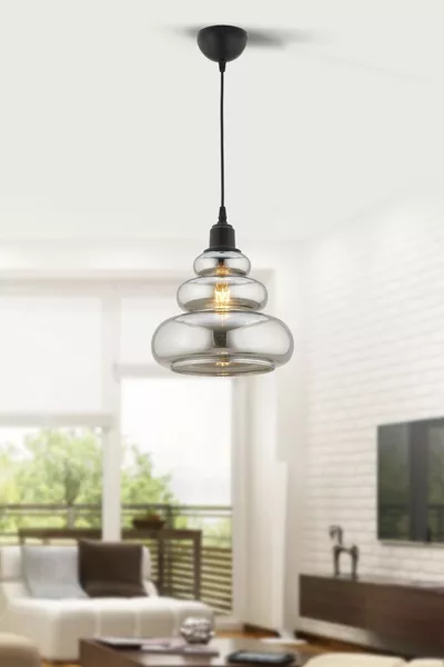 Modern Globe Decorative Smoke Single Glass Pendant pvd Living Room / Lounge Glass  cm  Gray 1 