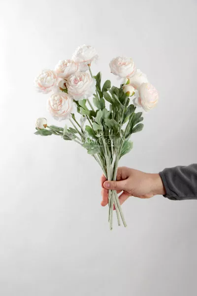 Yapay Çiçek 3lü Şakayık Ranunculus Dalı  cm Pudra