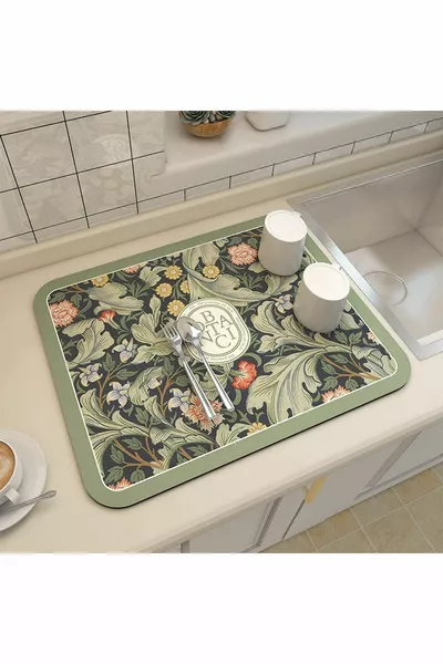 Tezgah Üstü Bulasik Kurutma Matı Kaymaz Kurulama Bezi Kurutma Örtüsü