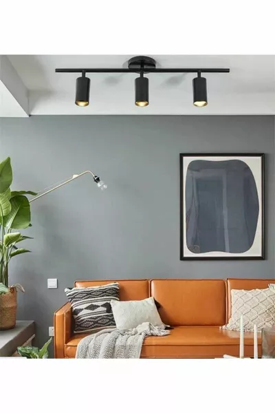 Lampadario a tre luci spot LED Yaman Nero