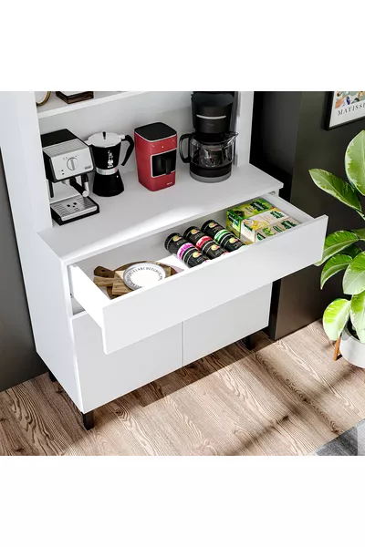 Кофейный уголок Венеция, многофункциональный шкаф, кладовочный шкаф с 2 дверцами и 1 ящиком, кухонный шкаф