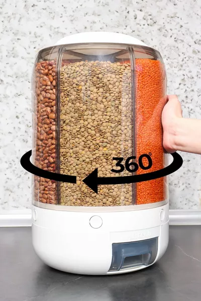  kg mit Deckel Styles Lebensmittel und Hülsenfrüchte, Vorratsbehälter, 6 Fächer,  Grad drehbarer Organizer