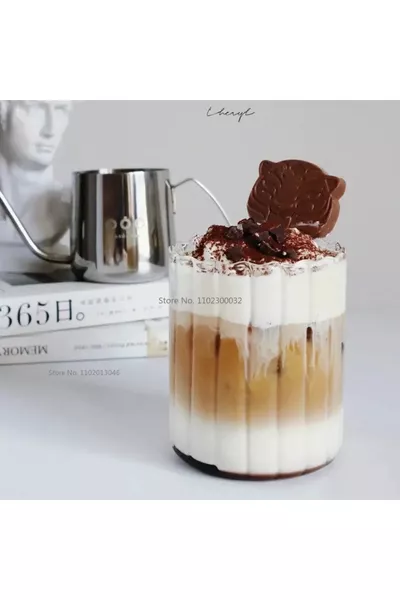  ml hitzebeständiges Pinterest-Glas mit Streifen | Präsentationsglas 1 Stück