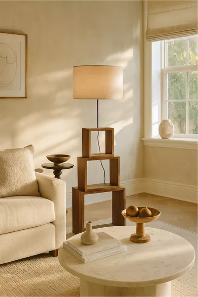 Модерен подов абажур с рафтове 