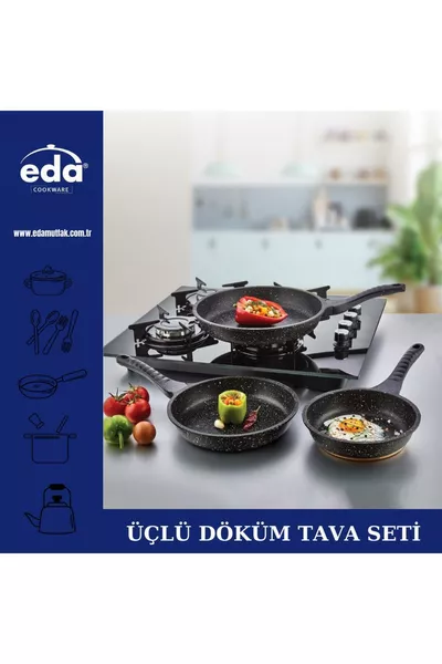 Drie-delige Gietijzeren Pan Set //