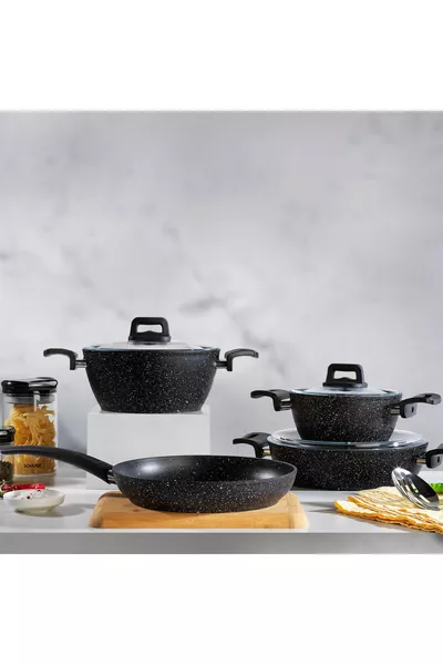 Set di Pentole Nere 7 Pezzi Savor Antiaderente e Inossidabile