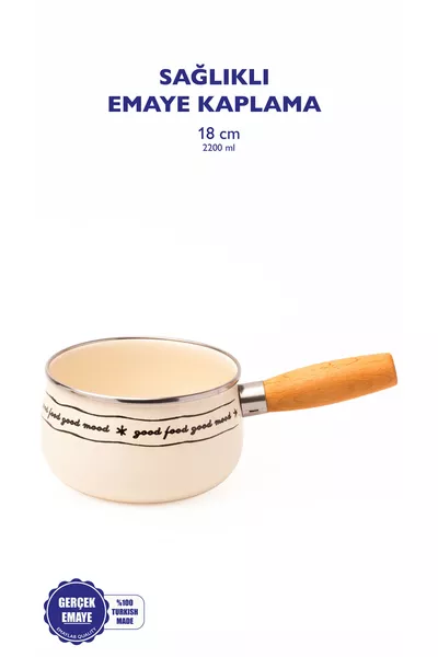 Mood Enamel Boiling Pan with Wooden Handle cm (2.2 LITERS)