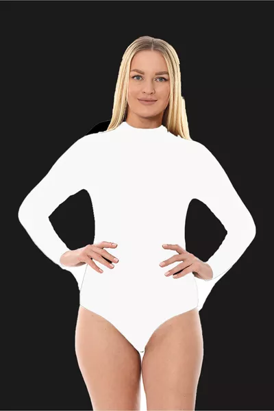 Long Sleeve Half Turtleneck Snap Button Bodysuit
