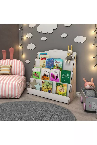 Lucky Montessori Wooden Children's Room 4-Shelf Bookcase