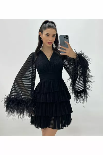 Къса стилна ежедневна вечерна рокля 