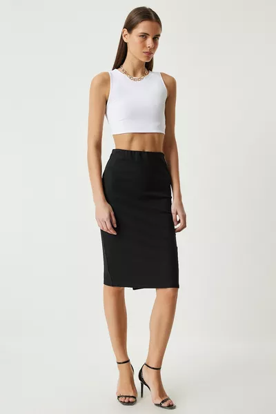 شق قلم رصاص تنورة محبوك أسود