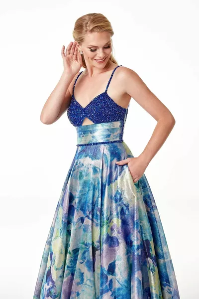 المرأة الحجر المطرزة منقوشة طويلة مساء اللباس Saks