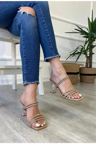 Youjin Damen Brilliant Diamond Stone Abendkleid Schuhe