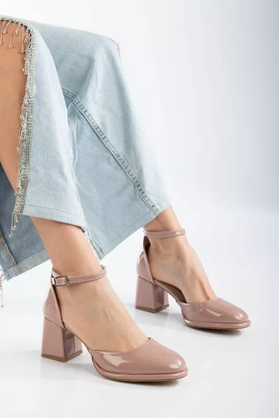 Helen Platform Heel Patent Leather Shoes Powder