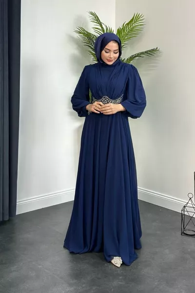 Hadise Evening Dress Navy Blue