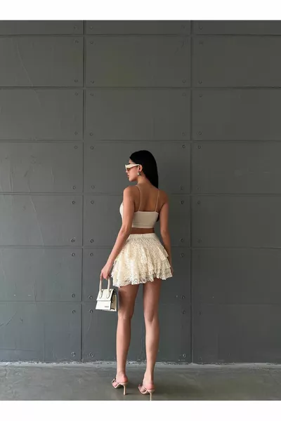 المرأة ميكونوس تكدرت الدانتيل تنورة قصيرة