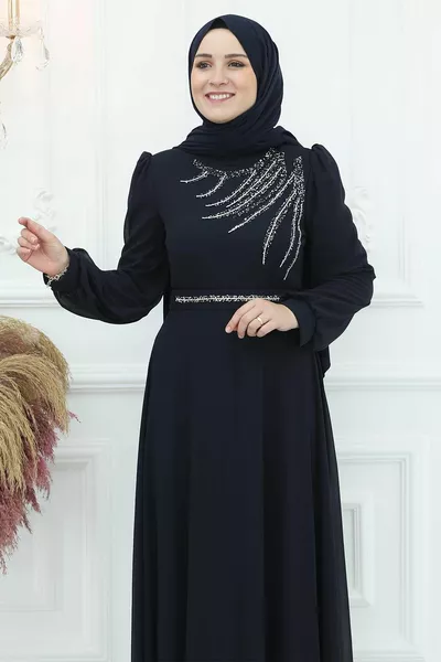 فستان سهرة شيفون بلجيكي أسود