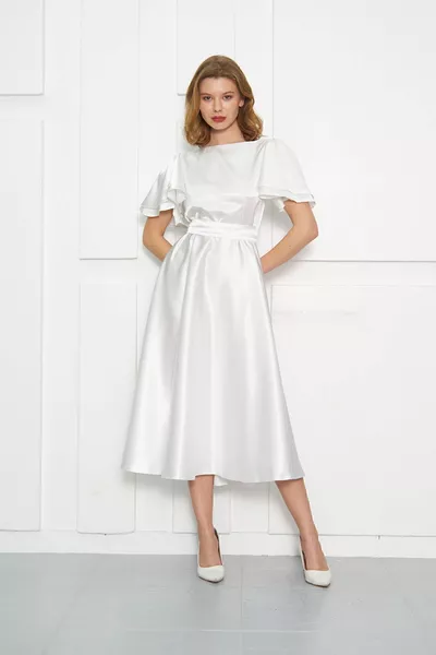 Женские атласные белые вечерние платья Lisa