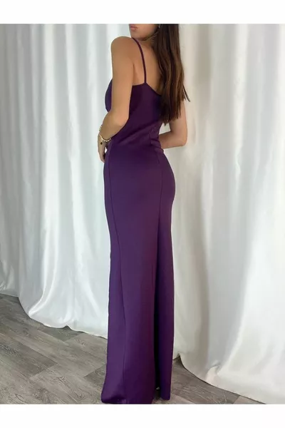 مزدوج الصدر طوق حزام شق التفاصيل ماكسي بوي مساء اللباس الزفاف خطوبة فستان التخرج