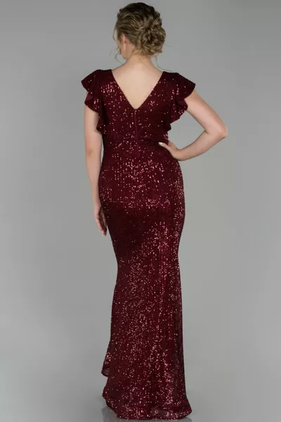 المرأة بورجوندي طويل الترتر حورية البحر مساء اللباس