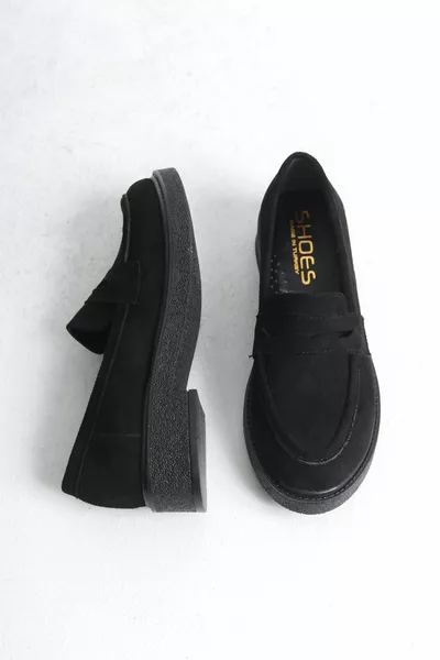 لينا الأسود من جلد الغزال شقة سميكة وحيد المتسكعون