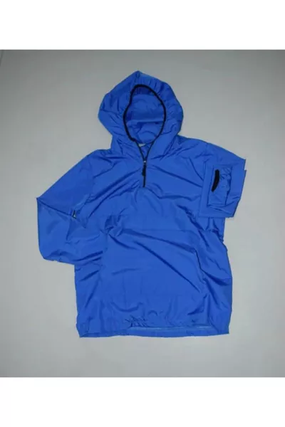 Impermeabile sottile unisex con tasca a marsupio blu