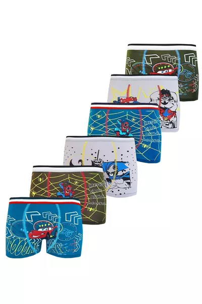 6-Pack Boys' Character Cotton Colorful Boxers