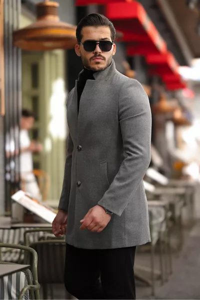 Cappotto da uomo in lana color fumo