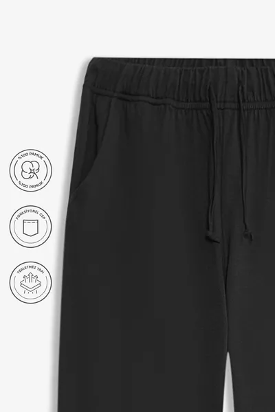 % Baumwolle 2er-Set Herrenpyjamahose, Suprem, Kompaktjersey, Bequeme Passform, Mit Taschen, Ohne Schwitzen, Schwarz - Grau