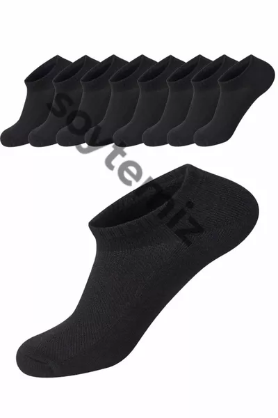 Unisex Siyah Cotton Sneakers Spor Çorap 8 Çift