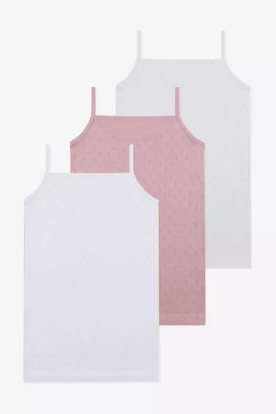 Girls' 3-Pack Jacquard String Strap Tank Top