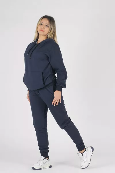 Kanguru Cepli Kapüşonlu Paça Lastikli 2 İp Eşofman Takımı