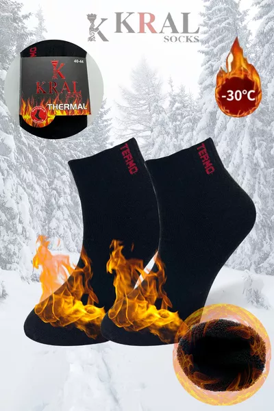 جوارب رجالية شتوية حرارية بدون خياطة (3 أزواج) باللون الأسود