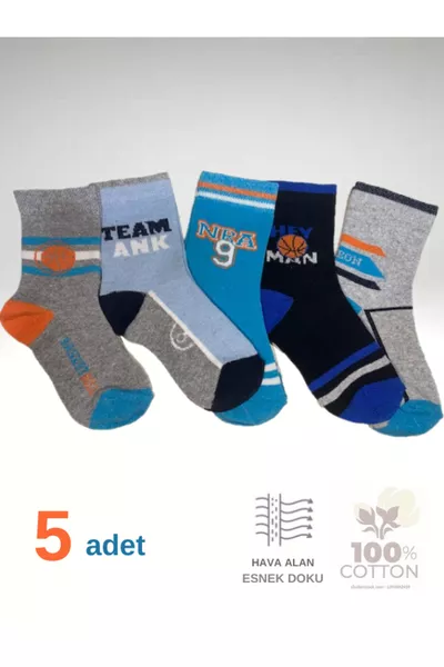 5 Paires de Chaussettes Bébé et Enfant à Motif de Basket Ball Série Spéciale Basket
