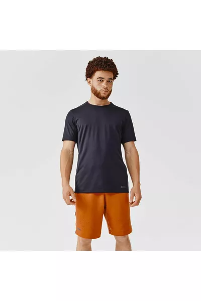 Мъжка тениска за бягане, тренировъчна и разходна тениска, бързо съхнеща, черна